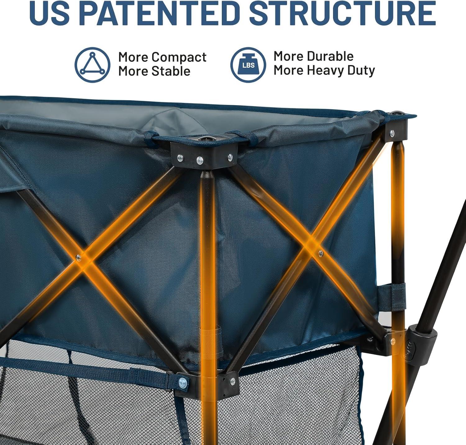 image:imageTIMBER RIDGE 400L Large Capacity Folding Double Decker Wagon with Brakes 54 Extra Long Extender Wagon Cart 450lbs Heavy Duty Collapsible Cart AllTerrain Big Wheels for Camping Sports ShoppingBlue With Brakes