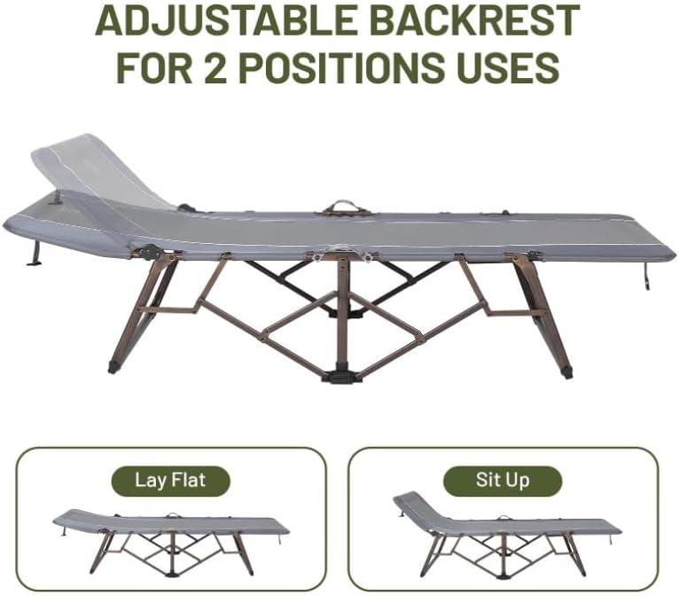 image:imageTIMBER RIDGE Portable XL Folding Camping Cot for Adults Ultra Fast Setup Heavy Duty 300 LBS Support Gray