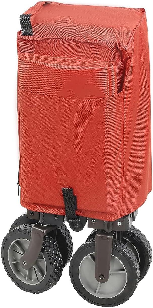 image:imageTIMBER RIDGE Tailgate Collapsible Folding Wagon Cart Heavy Duty Utility Push Pull Beach Wagon Foldable Outdoor Grocery Cart with Side Pockets for Camping Garden Shopping Holds 225 lbs RedRed
