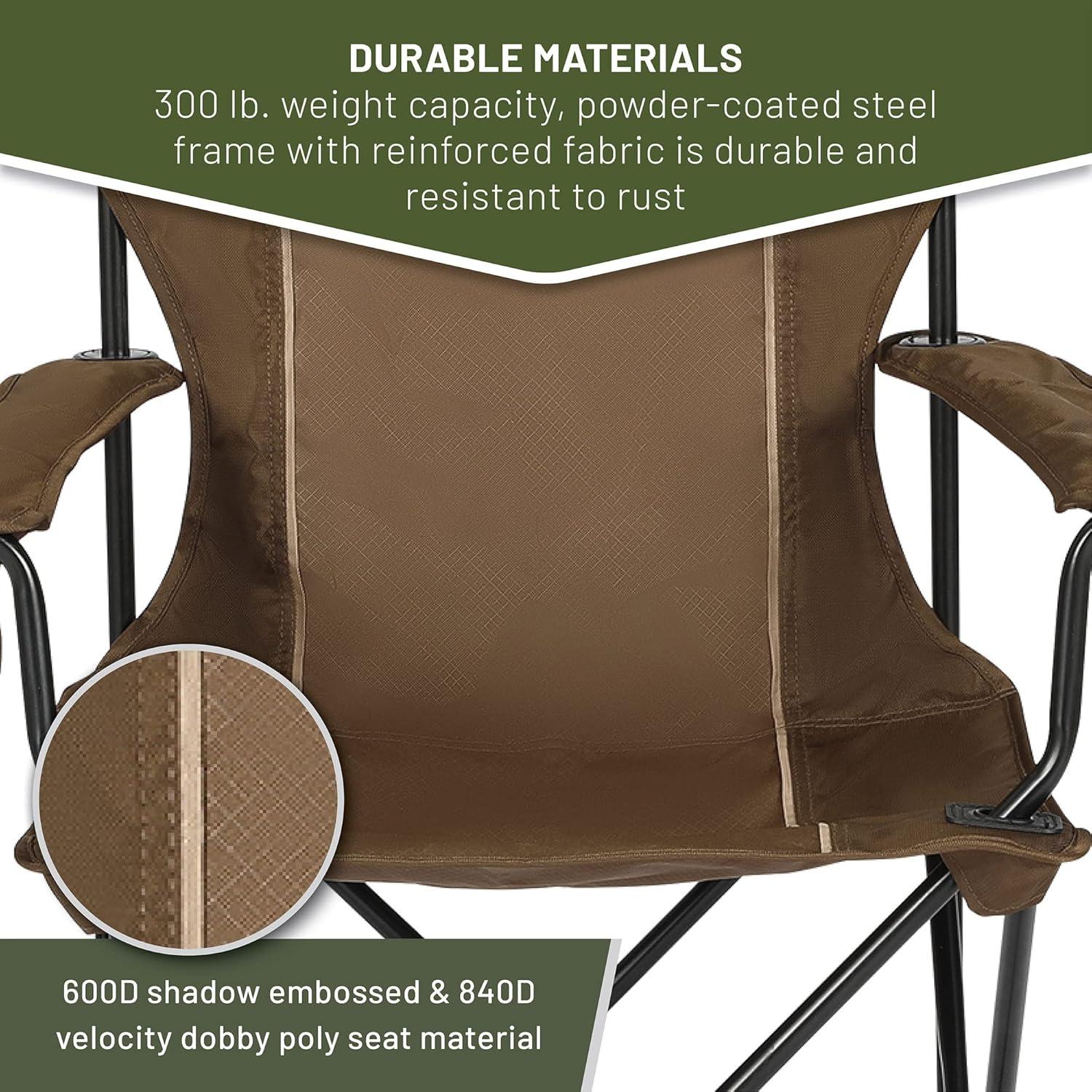 image:imageTimber Ridge Folding Camping Chair Collapsible Armrests Chair with Cup Holder amp Carry Mat amp Pet Leash Heavy Duty Foldable Chair for Outdoor Lounge Lawn Beach Support 300 lbs Earth Brown1 Pack