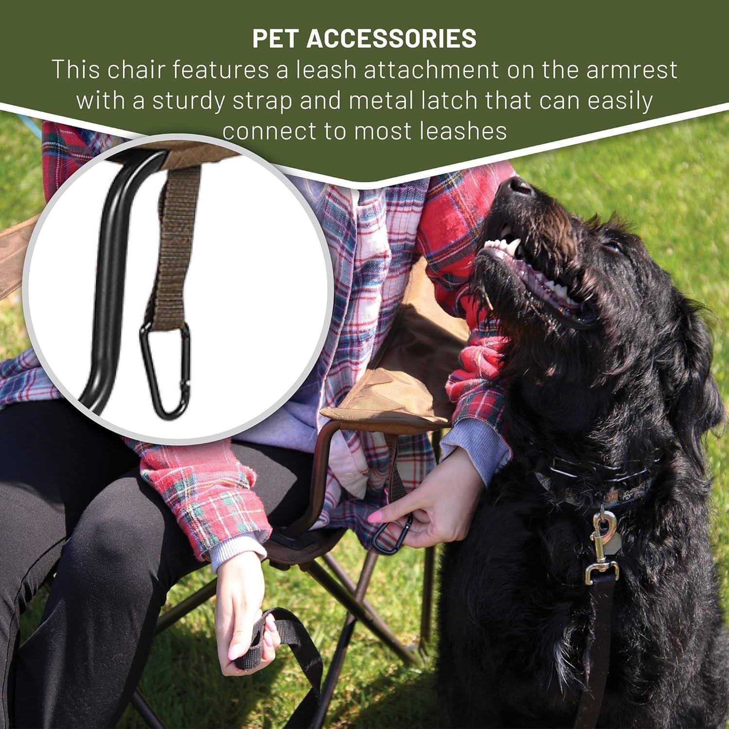 image:imageTimber Ridge Folding Camping Chair Collapsible Armrests Chair with Cup Holder amp Carry Mat amp Pet Leash Heavy Duty Foldable Chair for Outdoor Lounge Lawn Beach Support 300 lbs Earth Brown2 Pack