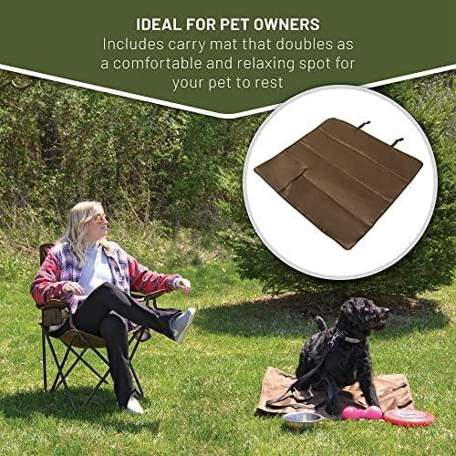 image:imageTimber Ridge Folding Camping Chair Collapsible Armrests Chair with Cup Holder amp Carry Mat amp Pet Leash Heavy Duty Foldable Chair for Outdoor Lounge Lawn Beach Support 300 lbs Earth Brown1 Pack