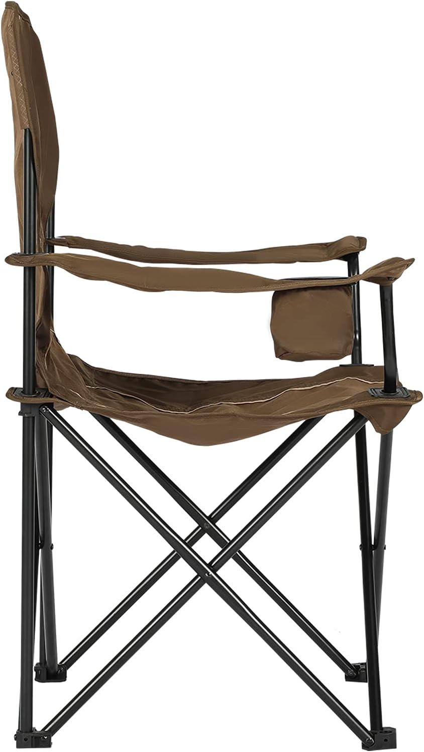 image:imageTimber Ridge Folding Camping Chair Collapsible Armrests Chair with Cup Holder amp Carry Mat amp Pet Leash Heavy Duty Foldable Chair for Outdoor Lounge Lawn Beach Support 300 lbs Earth Brown1 Pack