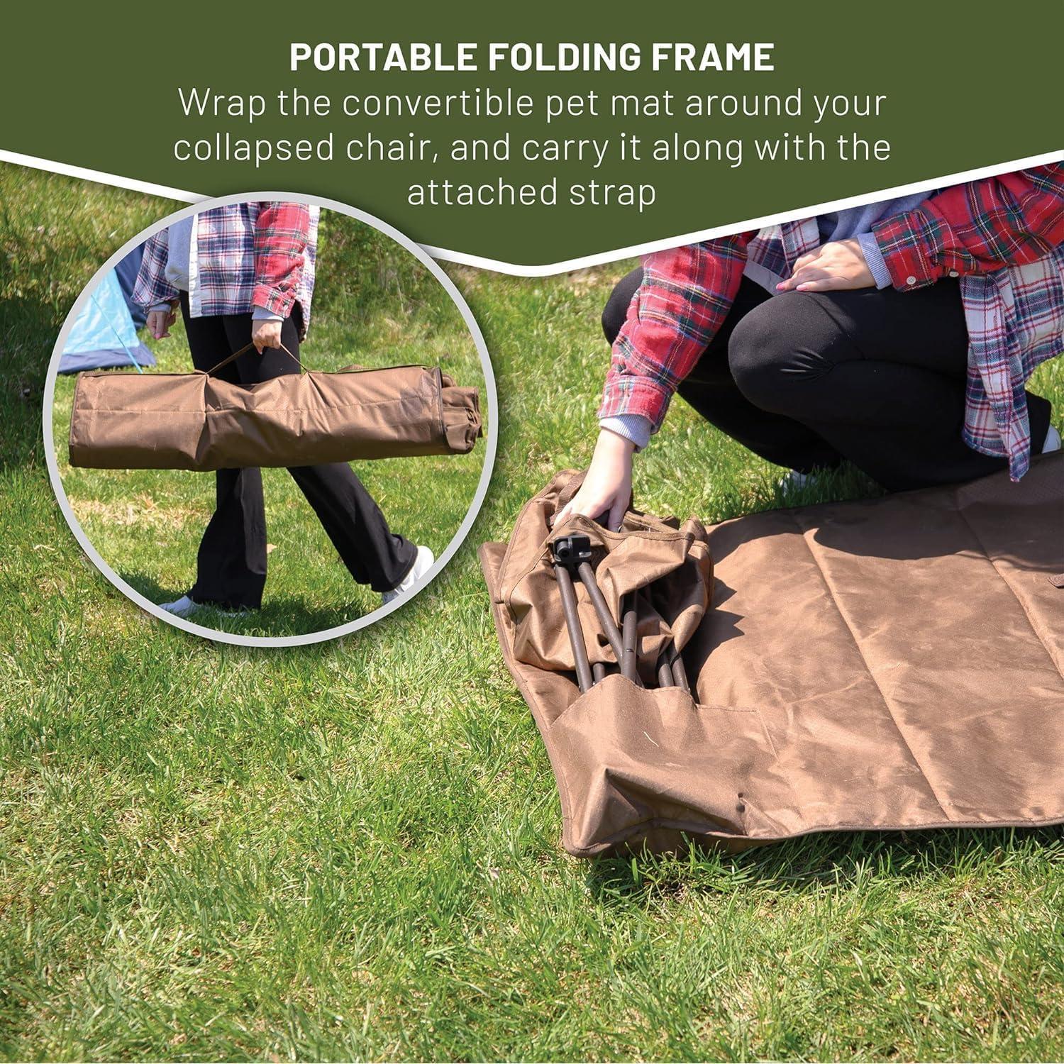 image:imageTimber Ridge Folding Camping Chair Collapsible Armrests Chair with Cup Holder amp Carry Mat amp Pet Leash Heavy Duty Foldable Chair for Outdoor Lounge Lawn Beach Support 300 lbs Earth Brown2 Pack