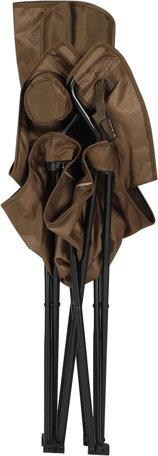 image:imageTimber Ridge Folding Camping Chair Collapsible Armrests Chair with Cup Holder amp Carry Mat amp Pet Leash Heavy Duty Foldable Chair for Outdoor Lounge Lawn Beach Support 300 lbs Earth Brown2 Pack