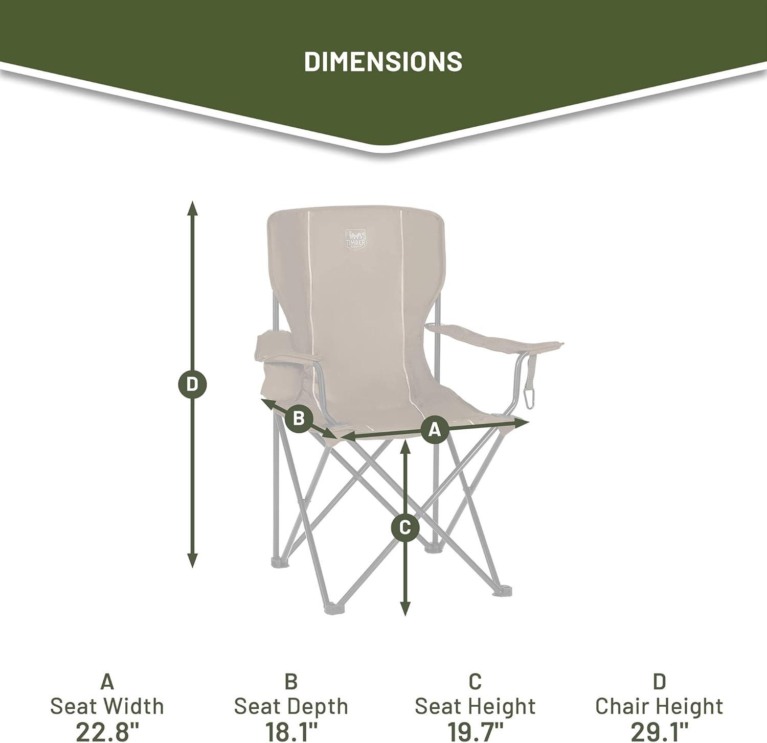 image:imageTimber Ridge Folding Camping Chair Collapsible Armrests Chair with Cup Holder amp Carry Mat amp Pet Leash Heavy Duty Foldable Chair for Outdoor Lounge Lawn Beach Support 300 lbs Earth Brown1 Pack