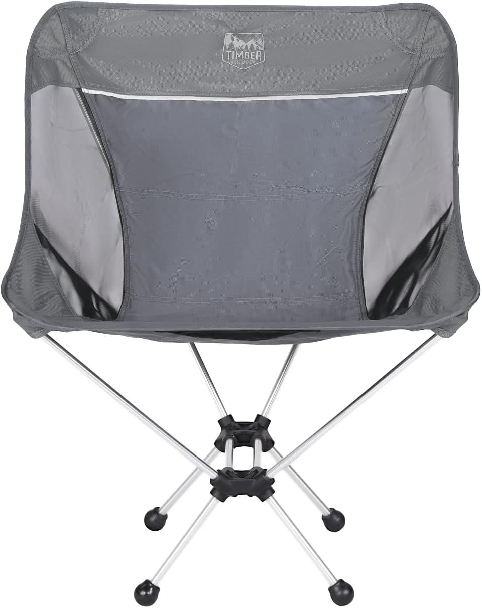 image:imageTimber Ridge Lightweight Highback Compact Folding Chair Portable Comfort for Day Hikes Beach Trips amp Camping 300 lbs SupportGrey