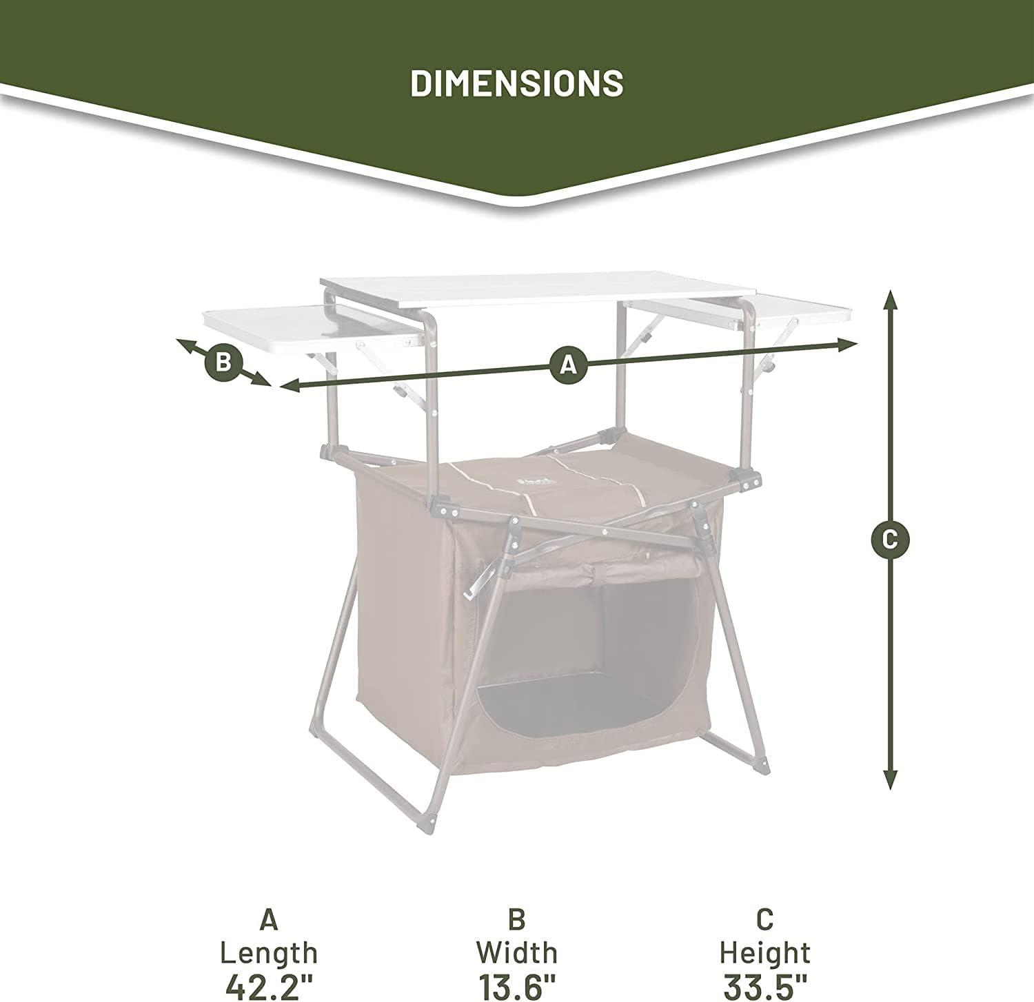 image:imageTimber Ridge Outdoor Folding Camping Kitchen Table Lightweight Portable Aluminum Cooking Table with Storage and Carry Bag Camp Cook Station Foldable Grill Table for BBQ Picnic Backyard Brown