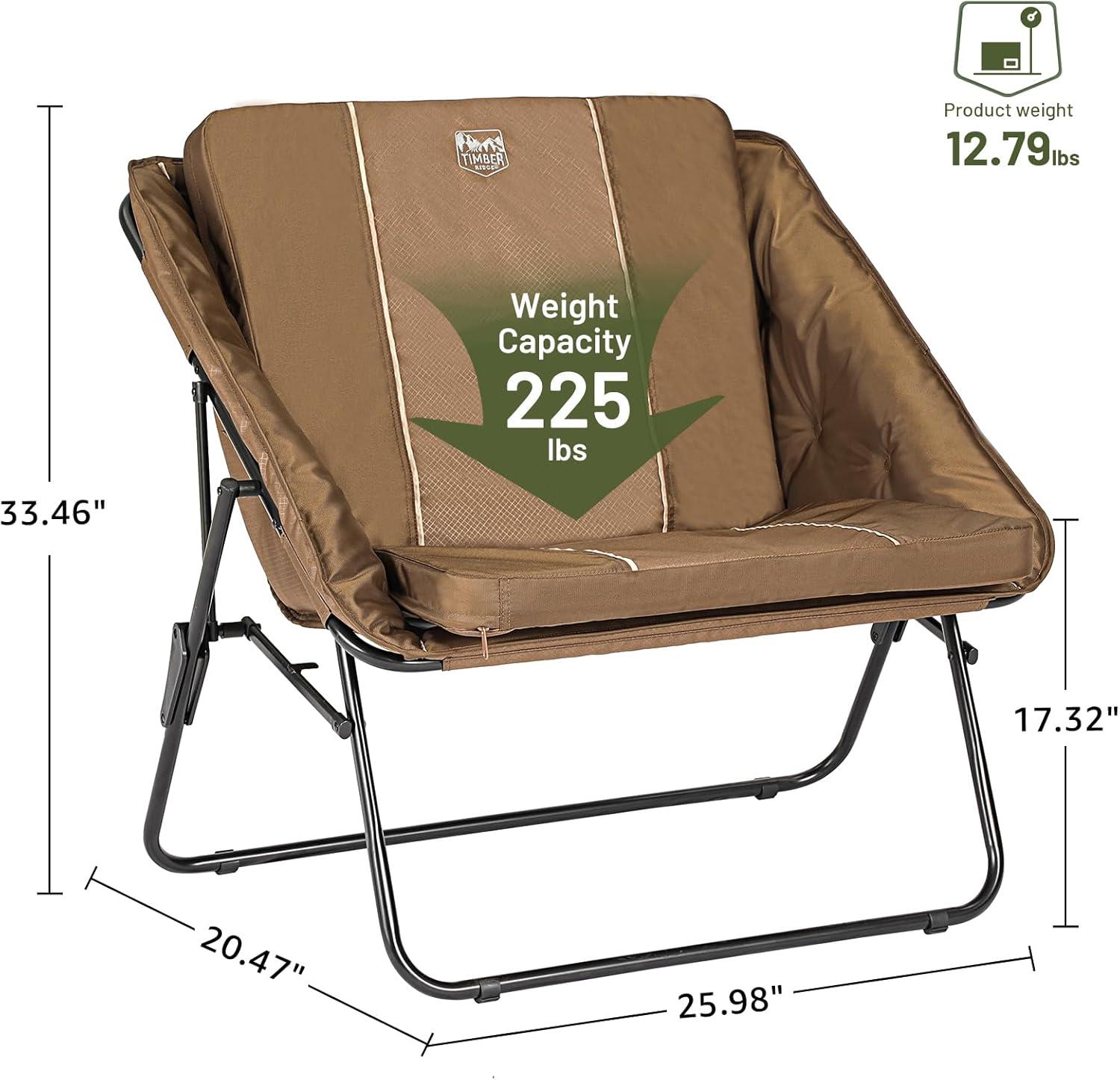 image:imageTimber Ridge Oversized Folding Chair Mesh Back with Removable Padded Seat for AllSeason Comfort Camping Tailgating amp More1 Pack