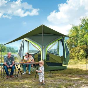 image:imageTIMBER RIDGE 468 Person Instant Pop Up Cabin Tent Easy 60 Second Setup Weather Resistant Camping Family Hub Tent with Rain Fly and Carry Bag for Outdoor Camping amp OverlandingGreen