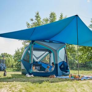 image:imageTIMBER RIDGE 468 Person Instant Pop Up Cabin Tent Easy 60 Second Setup Weather Resistant Camping Family Hub Tent with Rain Fly and Carry Bag for Outdoor Camping amp OverlandingBlue