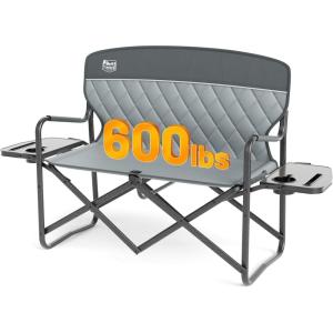 image:imageTIMBER RIDGE Aluminum Camping Directors Chair with Side Table Pocket Portable Folding Chair Heavy Duty Lawn Chair for Fishing Trip Picnic Concert Outdoor 400lbs NavyLoveseat Grey