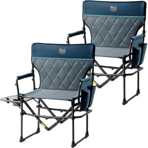 image:imageTIMBER RIDGE Aluminum Camping Directors Chair with Side Table Pocket Portable Folding Chair Heavy Duty Lawn Chair for Fishing Trip Picnic Concert Outdoor 400lbs NavyNavy2 Set