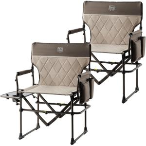 image:imageTIMBER RIDGE Aluminum Camping Directors Chair with Side Table Pocket Portable Folding Chair Heavy Duty Lawn Chair for Fishing Trip Picnic Concert Outdoor 400lbs NavyTan2 Set