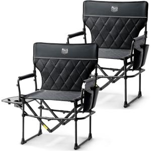 image:imageTIMBER RIDGE Aluminum Camping Directors Chair with Side Table Pocket Portable Folding Chair Heavy Duty Lawn Chair for Fishing Trip Picnic Concert Outdoor 400lbs NavyBlack2 Set