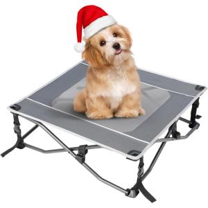 image:imageTIMBER RIDGE Outdoor Dog Bed Cooling Elevated Pet Bed Portable Raised Dog Bed with Breathable Mesh Dog Bed Foldable Dog Cot for Indoor amp Outside GreyBreathable Mesh