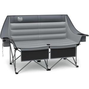image:imageTimber Ridge Double Camping Chair Heavy Duty Outdoor Folding Camp Couch Loveseat Camping Chairs Perfect for Campsites PatioLawn Soccer Games or Other Youth Sports Supports 600 lbs