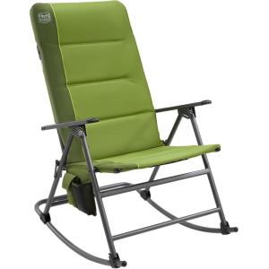 image:imageTimber Ridge Oversized Folding Rocking Camping Chair Padded Outdoor Rocker with High Back Portable Outdoor Chair for Patio Garden Lawn Supports up to 400 lbs GrayGreen