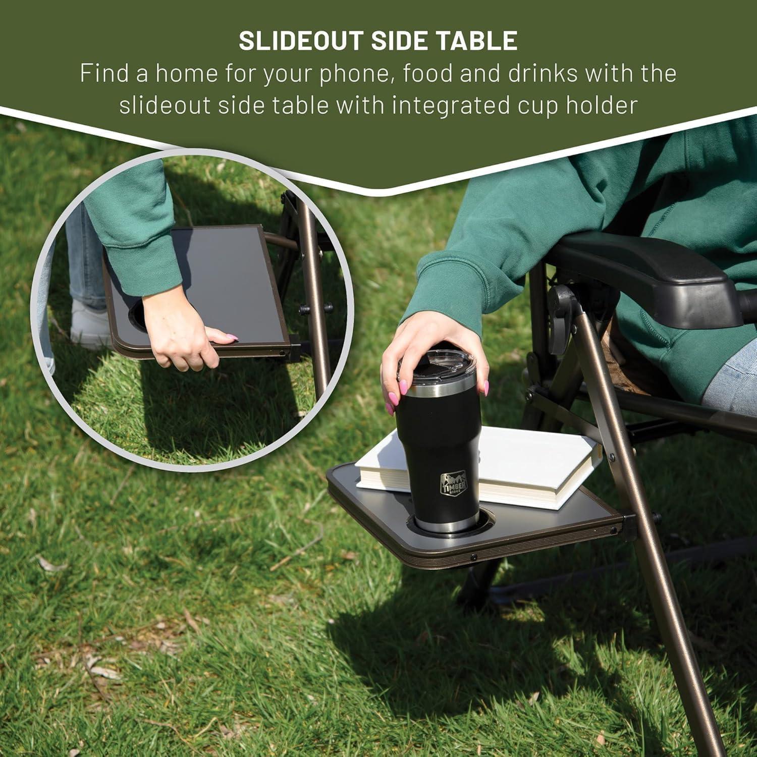 image:imageTIMBER RIDGE Aluminum Zero Gravity Chairs Folding Recliner Chair Padded with Cup Holder and Headrest Adjustable Lounge Reclining Chair for Outdoor Camping Lawn Patio Indoor Supports 350lbs Brown2 Pack