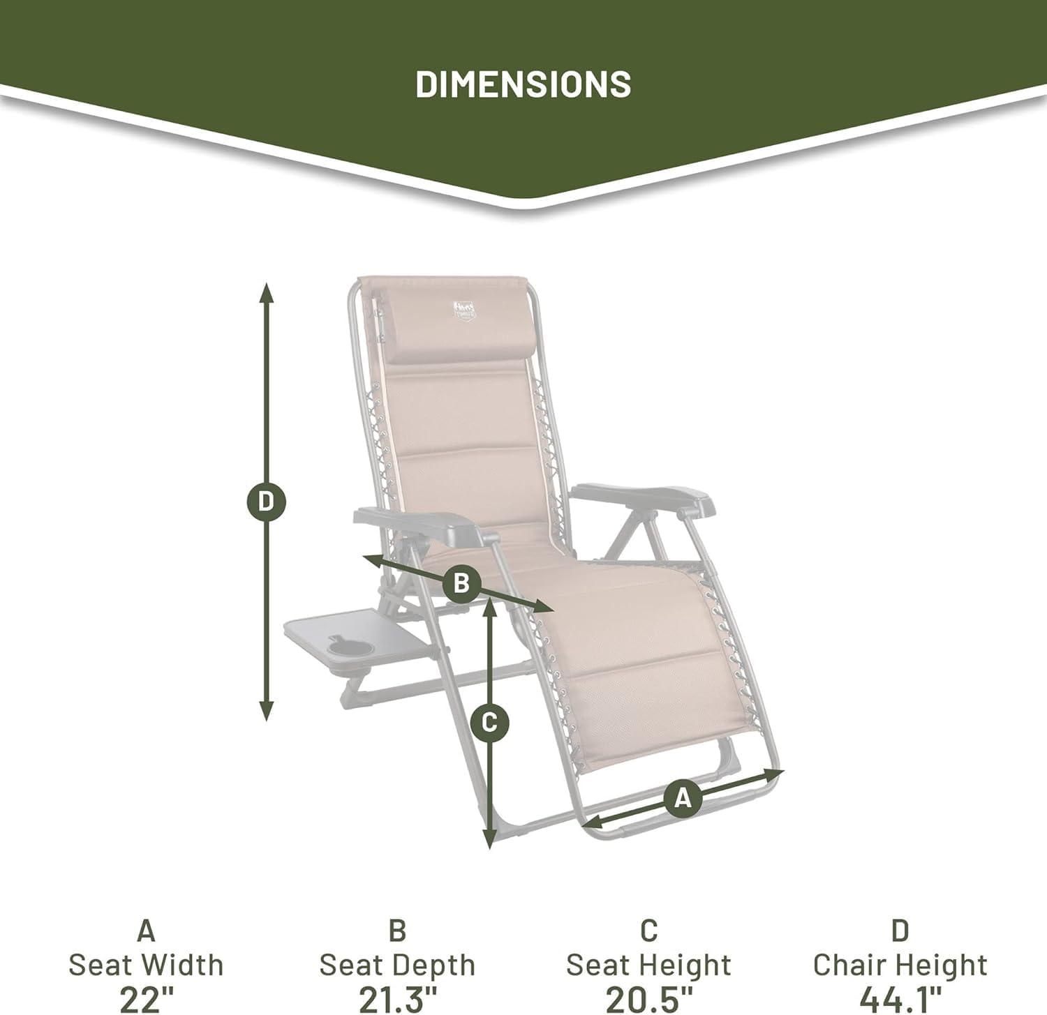 image:imageTIMBER RIDGE Aluminum Zero Gravity Chairs Folding Recliner Chair Padded with Cup Holder and Headrest Adjustable Lounge Reclining Chair for Outdoor Camping Lawn Patio Indoor Supports 350lbs Brown2 Pack