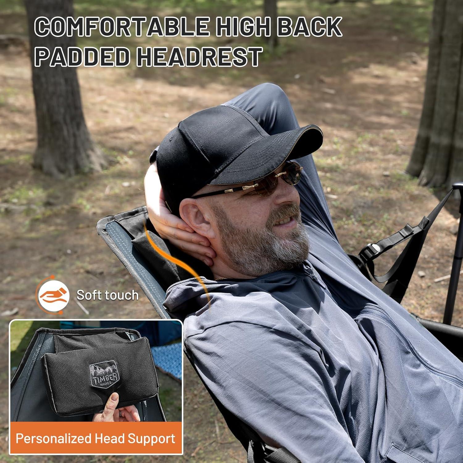 image:imageTIMBER RIDGE Hammock Camping Chair Oversized Swinging Hammock Chair with Adjustable Back and Seat for Outdoor Lawn Sports Supports 400lbs OrangeBlack