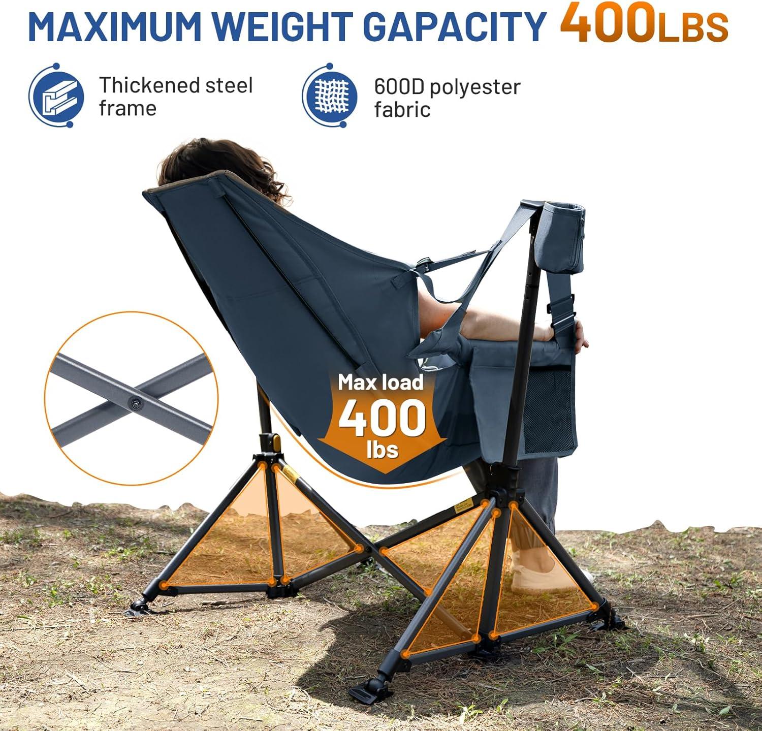 image:imageTIMBER RIDGE Hammock Camping Chair Oversized Swinging Hammock Chair with Adjustable Back and Seat for Outdoor Lawn Sports Supports 400lbs OrangeBlue