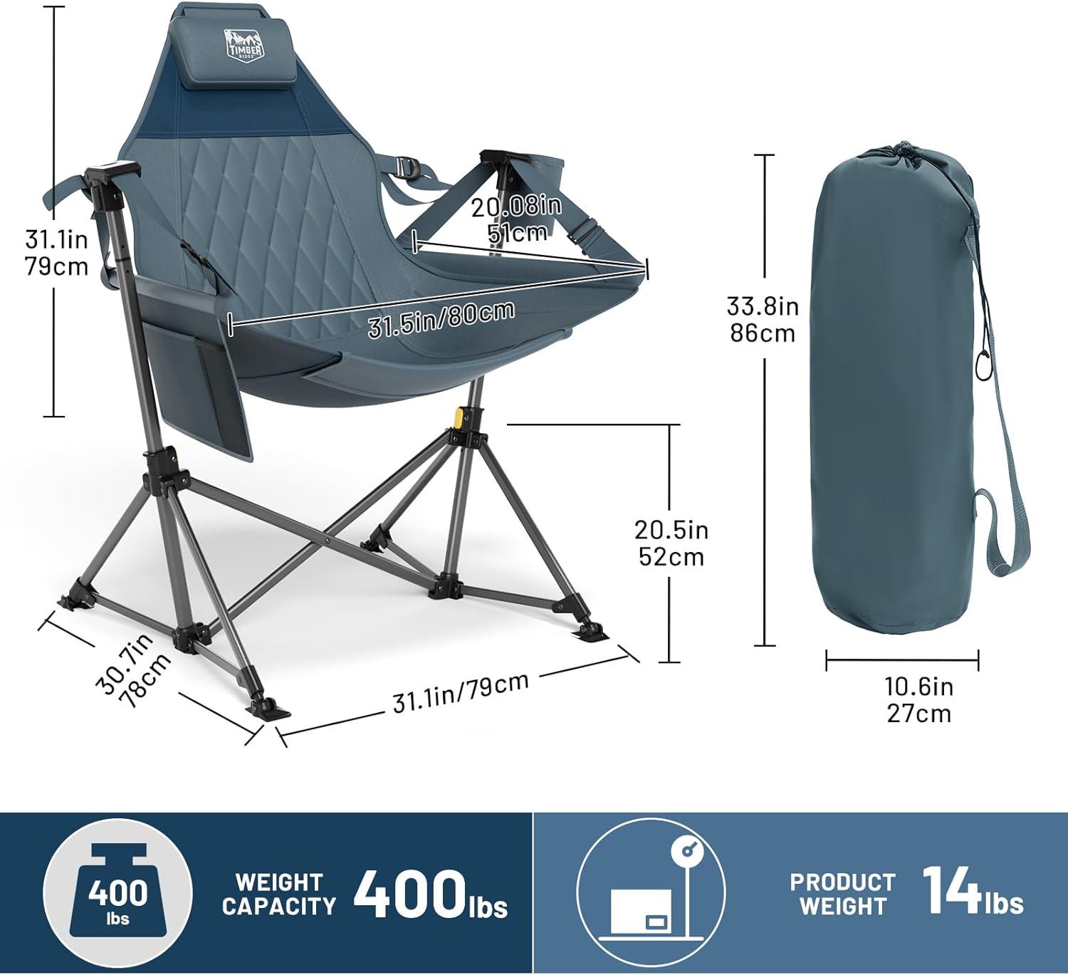 image:imageTIMBER RIDGE Hammock Camping Chair Oversized Swinging Hammock Chair with Adjustable Back and Seat for Outdoor Lawn Sports Supports 400lbs OrangeBlue