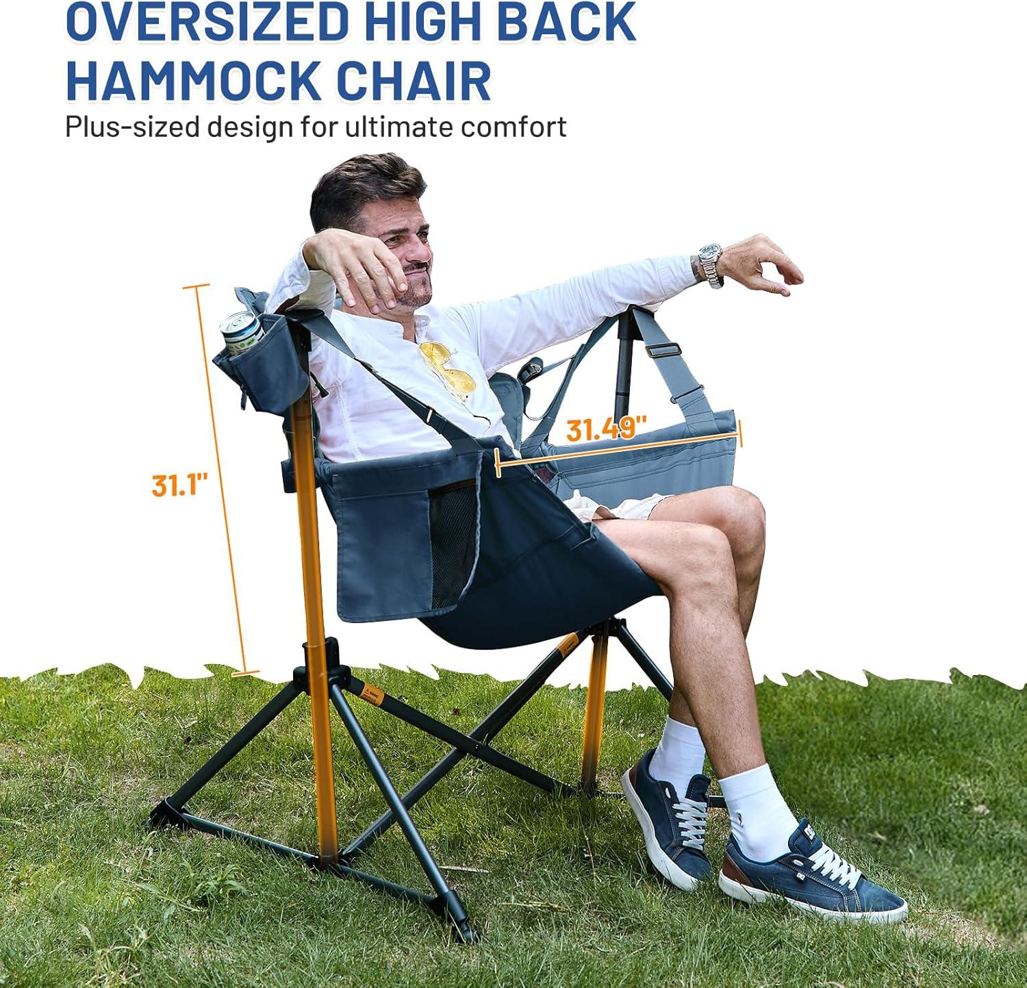 image:imageTIMBER RIDGE Hammock Camping Chair Oversized Swinging Hammock Chair with Adjustable Back and Seat for Outdoor Lawn Sports Supports 400lbs OrangeBlue