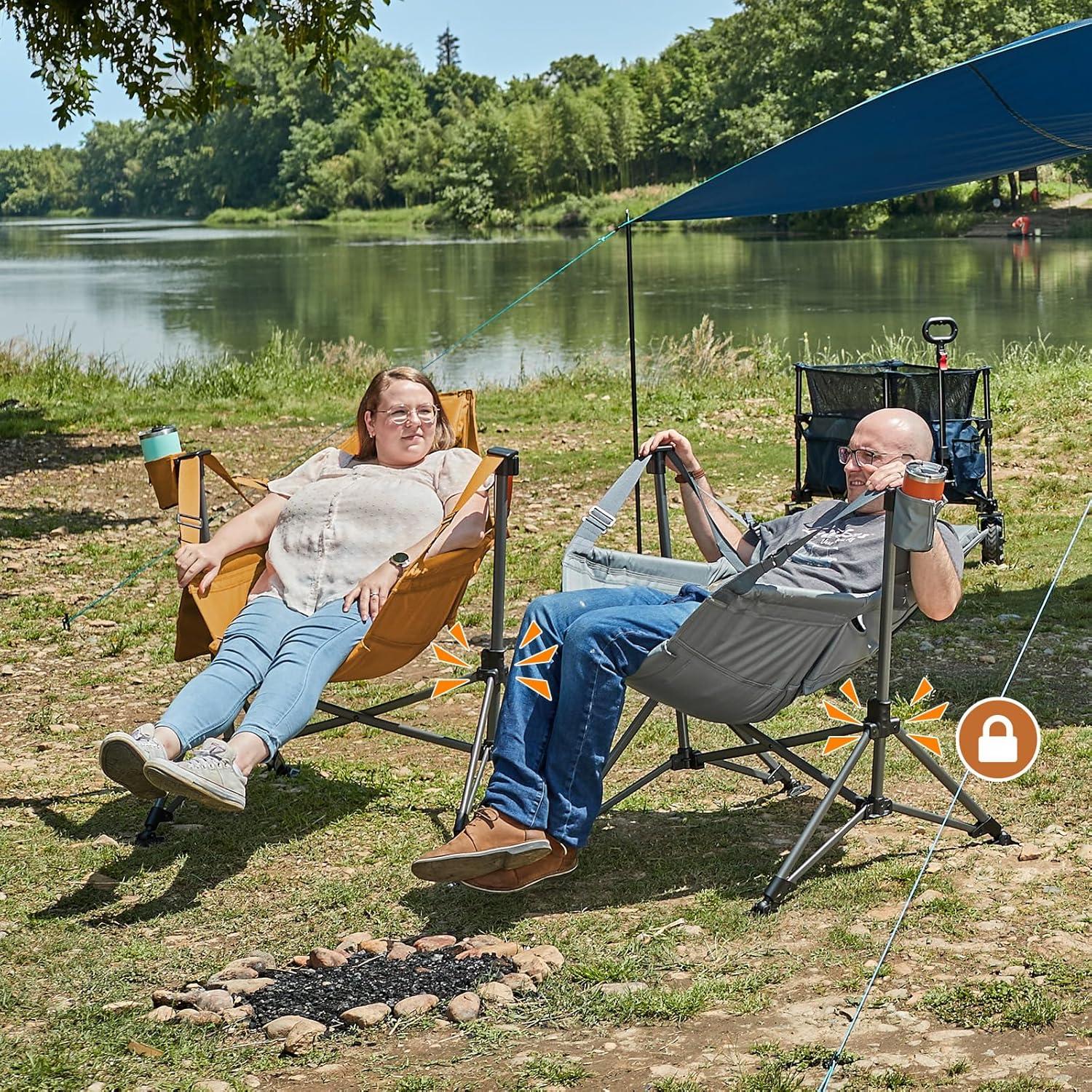 image:imageTIMBER RIDGE Hammock Camping Chair Oversized Swinging Hammock Chair with Adjustable Back and Seat for Outdoor Lawn Sports Supports 400lbs OrangeOrange