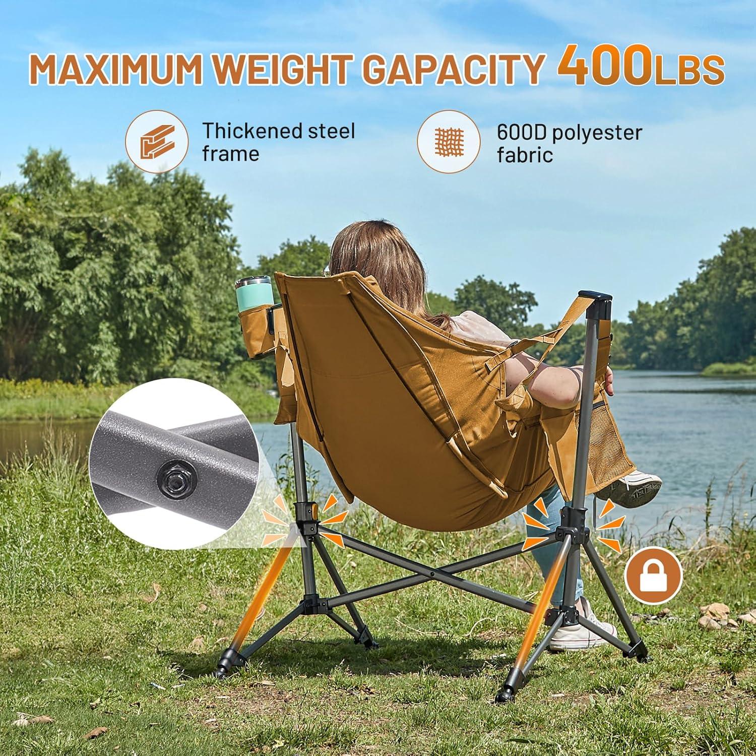 image:imageTIMBER RIDGE Hammock Camping Chair Oversized Swinging Hammock Chair with Adjustable Back and Seat for Outdoor Lawn Sports Supports 400lbs OrangeOrange