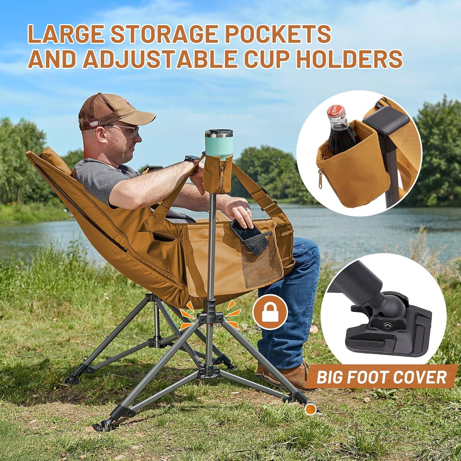 image:imageTIMBER RIDGE Hammock Camping Chair Oversized Swinging Hammock Chair with Adjustable Back and Seat for Outdoor Lawn Sports Supports 400lbs OrangeOrange
