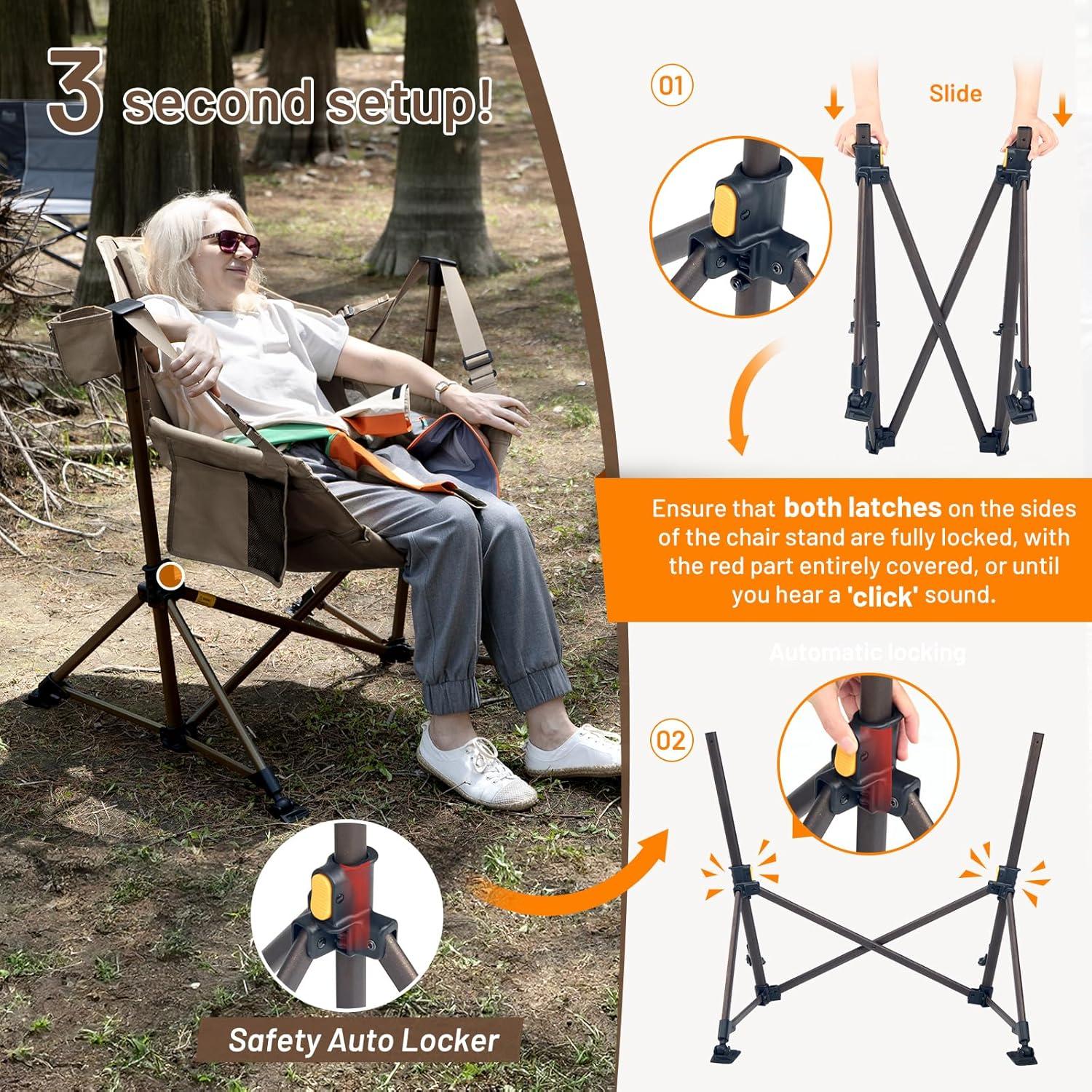 image:imageTIMBER RIDGE Hammock Camping Chair Oversized Swinging Hammock Chair with Adjustable Back and Seat for Outdoor Lawn Sports Supports 400lbs OrangeTan