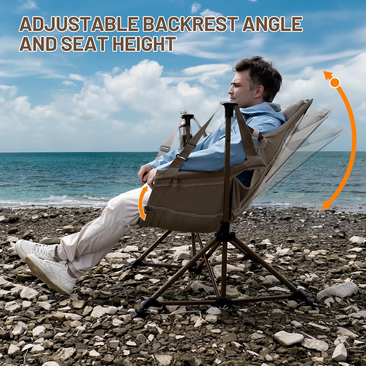 image:imageTIMBER RIDGE Hammock Camping Chair Oversized Swinging Hammock Chair with Adjustable Back and Seat for Outdoor Lawn Sports Supports 400lbs OrangeTan