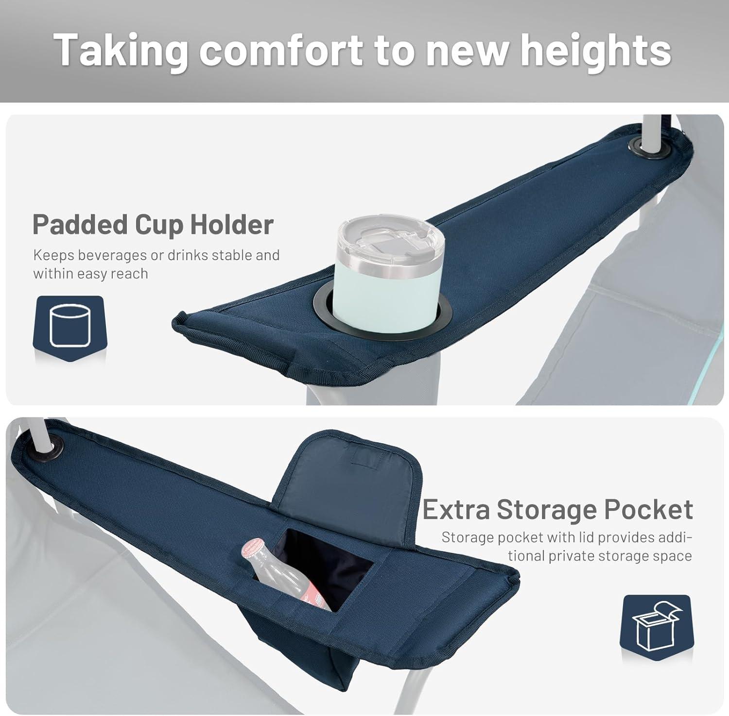 image:imageTIMBER RIDGE Oversized Folding Camping Chair for Adults Support 550 LBS Heavy Duty with Cup Holder Side Pocket for Camping Lawn Picnic GreyNavy2 Pack