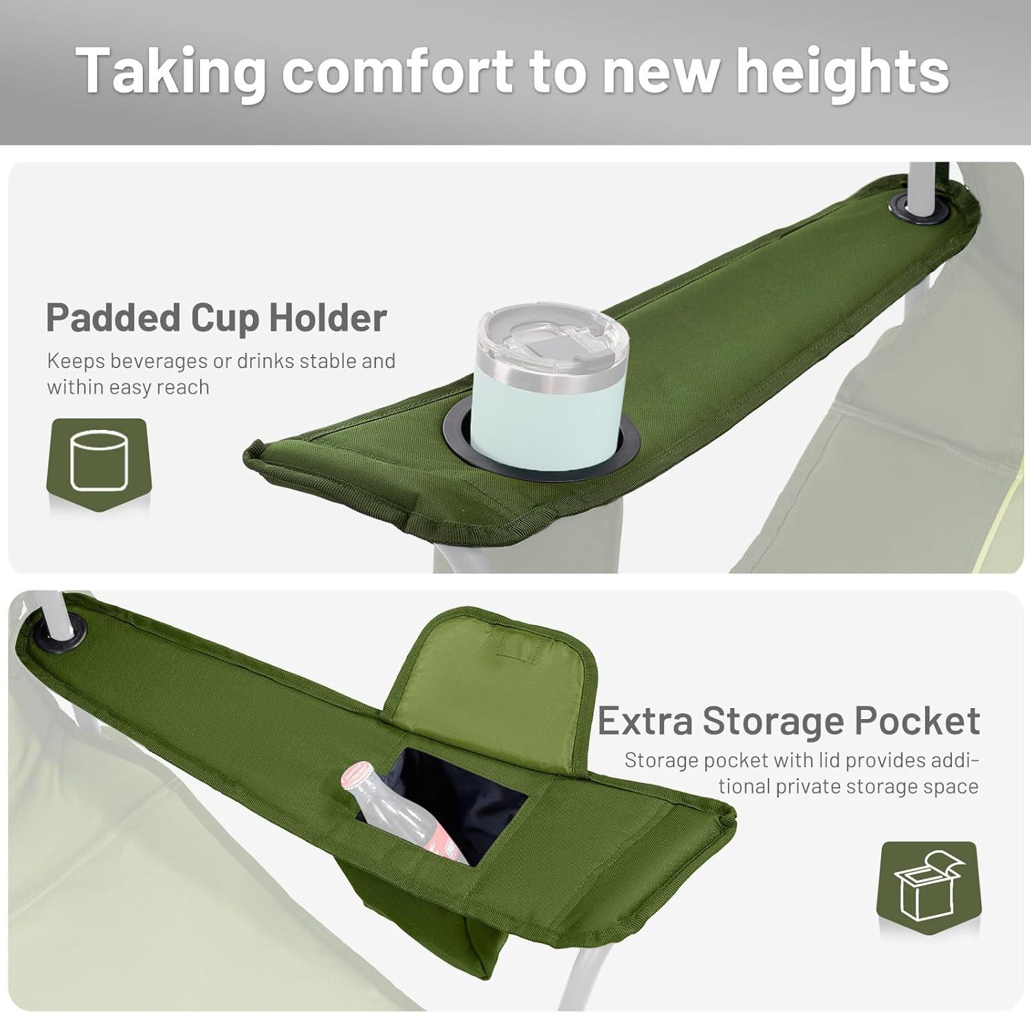 image:imageTimber Ridge 550 LBS Oversized Folding Camping Chair for Adults Heavy Duty Outdoor Chair with Cup Holder Side Pocket for Camp Lawn Picnic NavyUpgradeGreen2 Pack