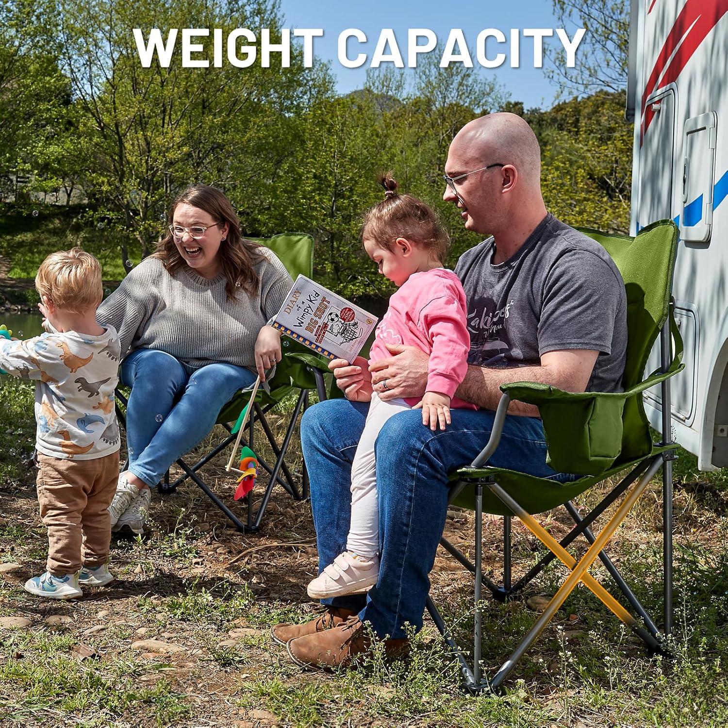 image:imageTimber Ridge 550 LBS Oversized Folding Camping Chair for Adults Heavy Duty Outdoor Chair with Cup Holder Side Pocket for Camp Lawn Picnic NavyUpgradeGreen2 Pack