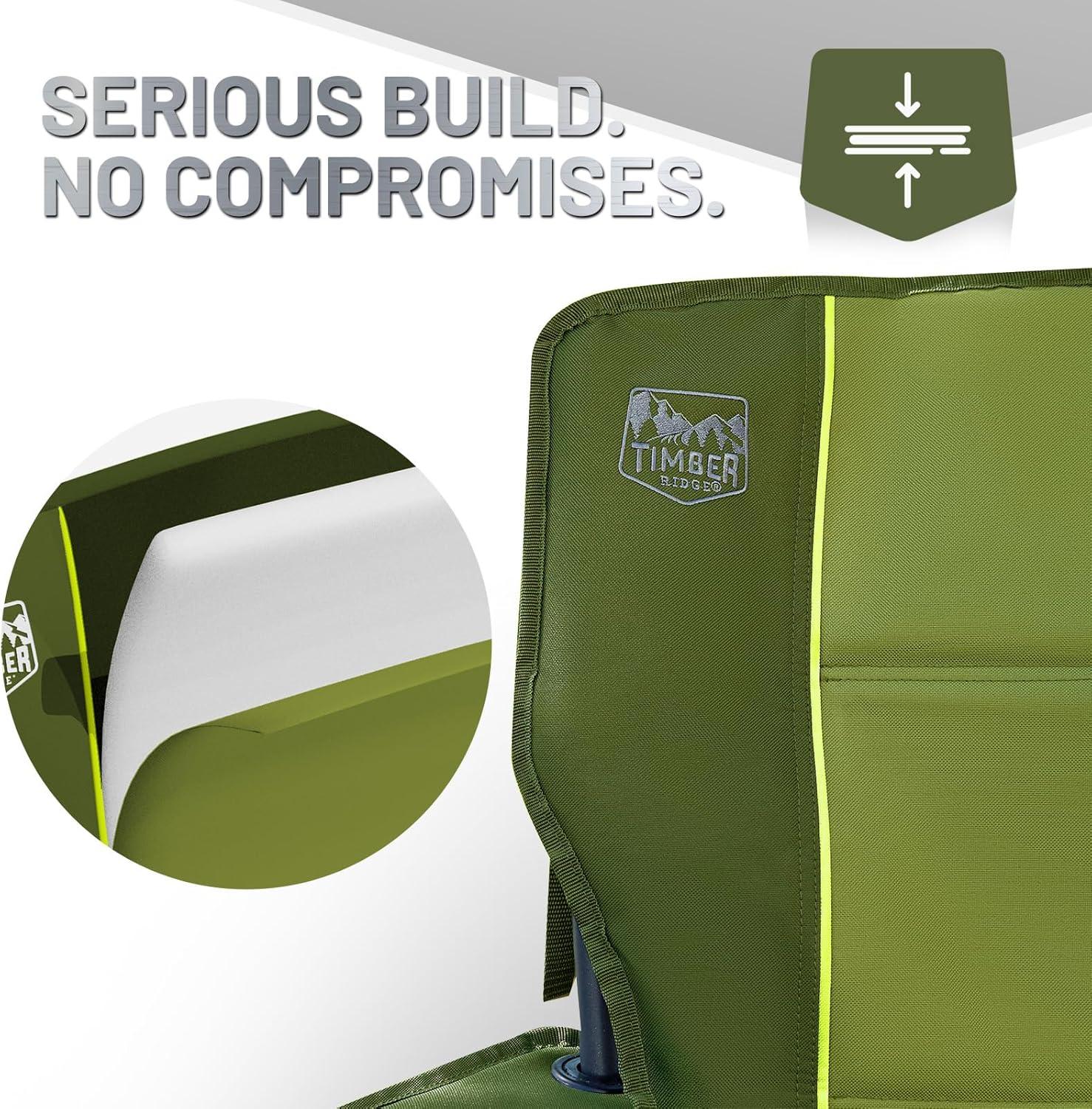image:imageTimber Ridge 550 LBS Oversized Folding Camping Chair for Adults Heavy Duty Outdoor Chair with Cup Holder Side Pocket for Camp Lawn Picnic NavyUpgradeGreen2 Pack