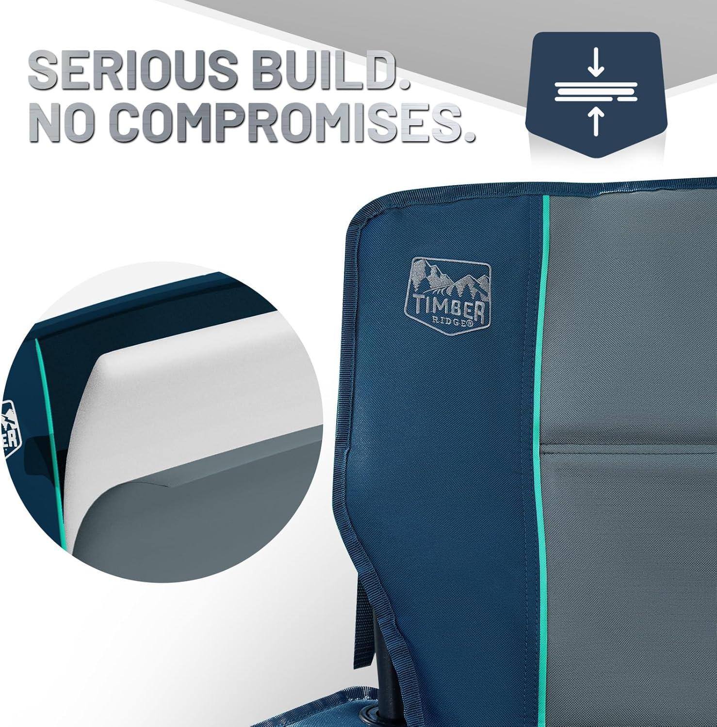 image:imageTimber Ridge 550 LBS Oversized Folding Camping Chair for Adults Heavy Duty Outdoor Chair with Cup Holder Side Pocket for Camp Lawn Picnic NavyUpgradeNavyupgrade