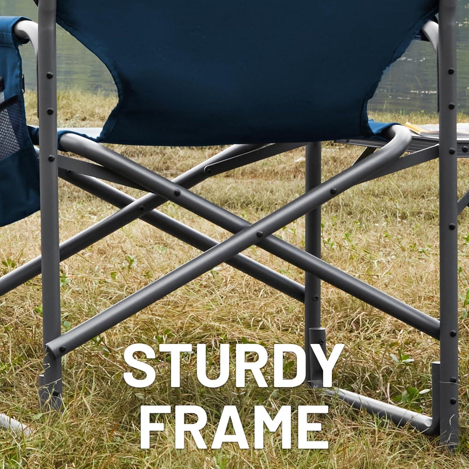 image:imageTimber Ridge Aluminum Oversized Camping Chair Lightweight Portable Directors Chair with Side Table Detachable Side Pocket for Outdoor Camping Lawn Picnic Support 400lbs TanBlue2 Set