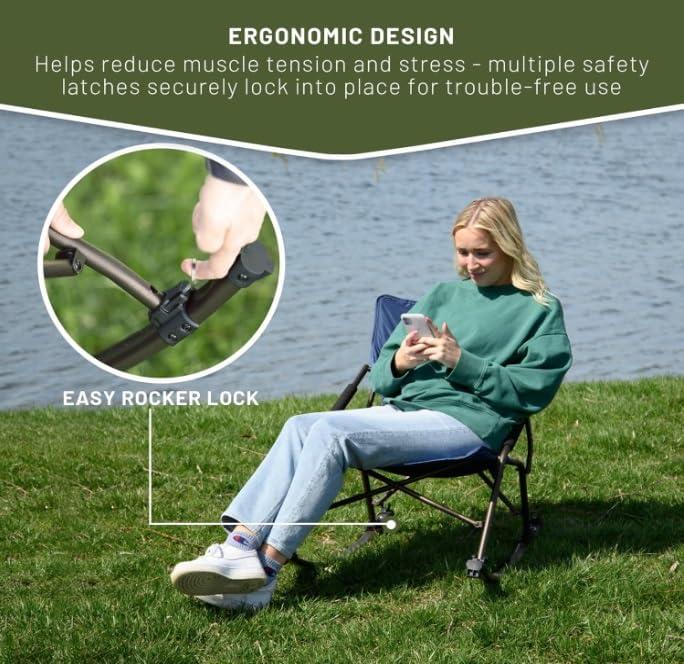 image:imageTimber Ridge Folding Rocking Camping Chair Portable Outdoor Rocker Chair with Carry Bag Supports 250 lbs1 Pack