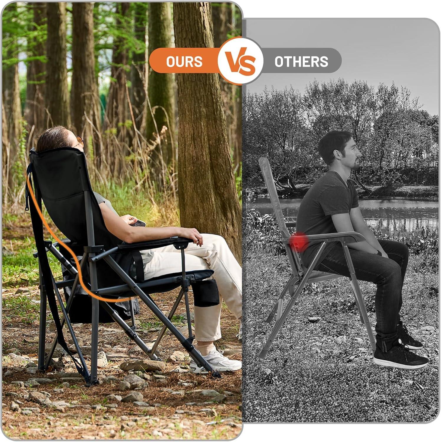 image:imageTimber Ridge Oversized Folding Camping Chair with Lumbar Support Adjustable High Back Heavy Duty for Adults Support up to 500lbs with Cup Holder Cooler Bag Side Pocket BlueAluminum Lumbar Support Black2 Set