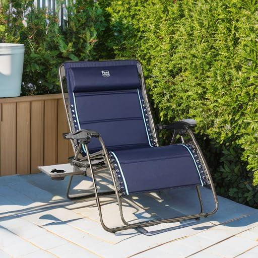 image:imageTimber Ridge Oversized Zero Gravity Chair 33In Wide XXL Zero Gravity Reclining Chair with Side Table Full Padded Lounge Chair for Outdoor Camping Patio Lawn Heavy Duty Supports 500lbs Grey1 PackBlue1 Pack
