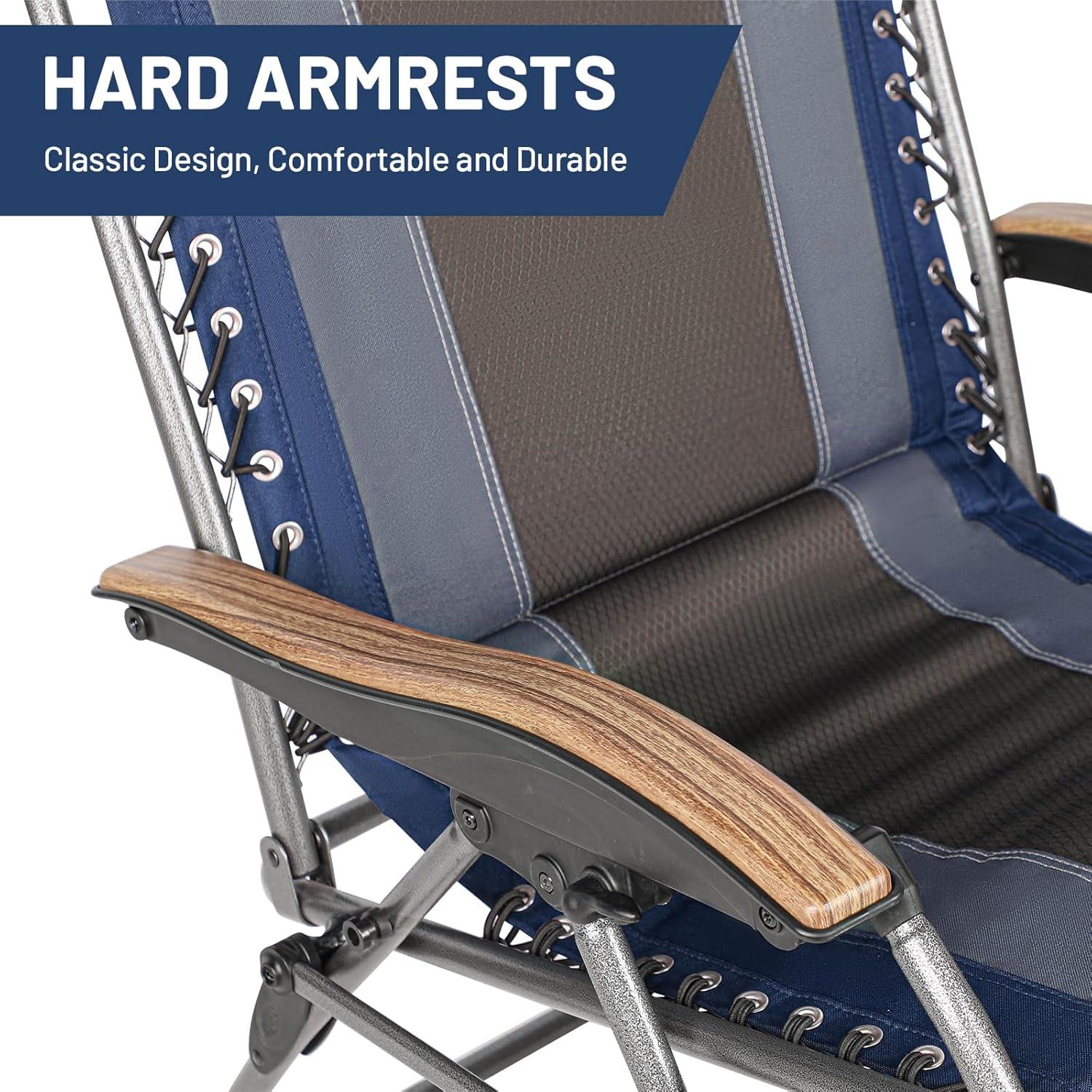 image:imageTimber Ridge Oversized Zero Gravity Chair Padded Reclining Lounge Chair with Adjustable Headrest amp Cup Holder Heavy Duty Support 350 lbs Foldable for Camping Lawn Outdoor amp IndoorBlue2 Pack