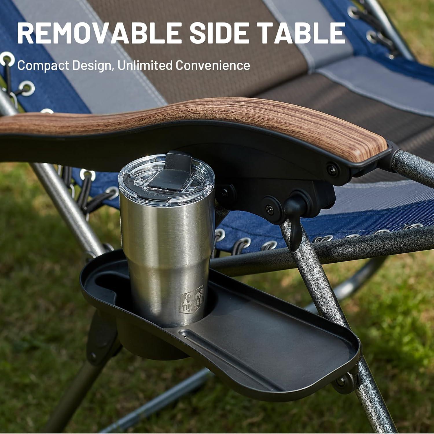 image:imageTimber Ridge Oversized Zero Gravity Chair Padded Reclining Lounge Chair with Adjustable Headrest amp Cup Holder Heavy Duty Support 350 lbs Foldable for Camping Lawn Outdoor amp IndoorBlue1 Pack