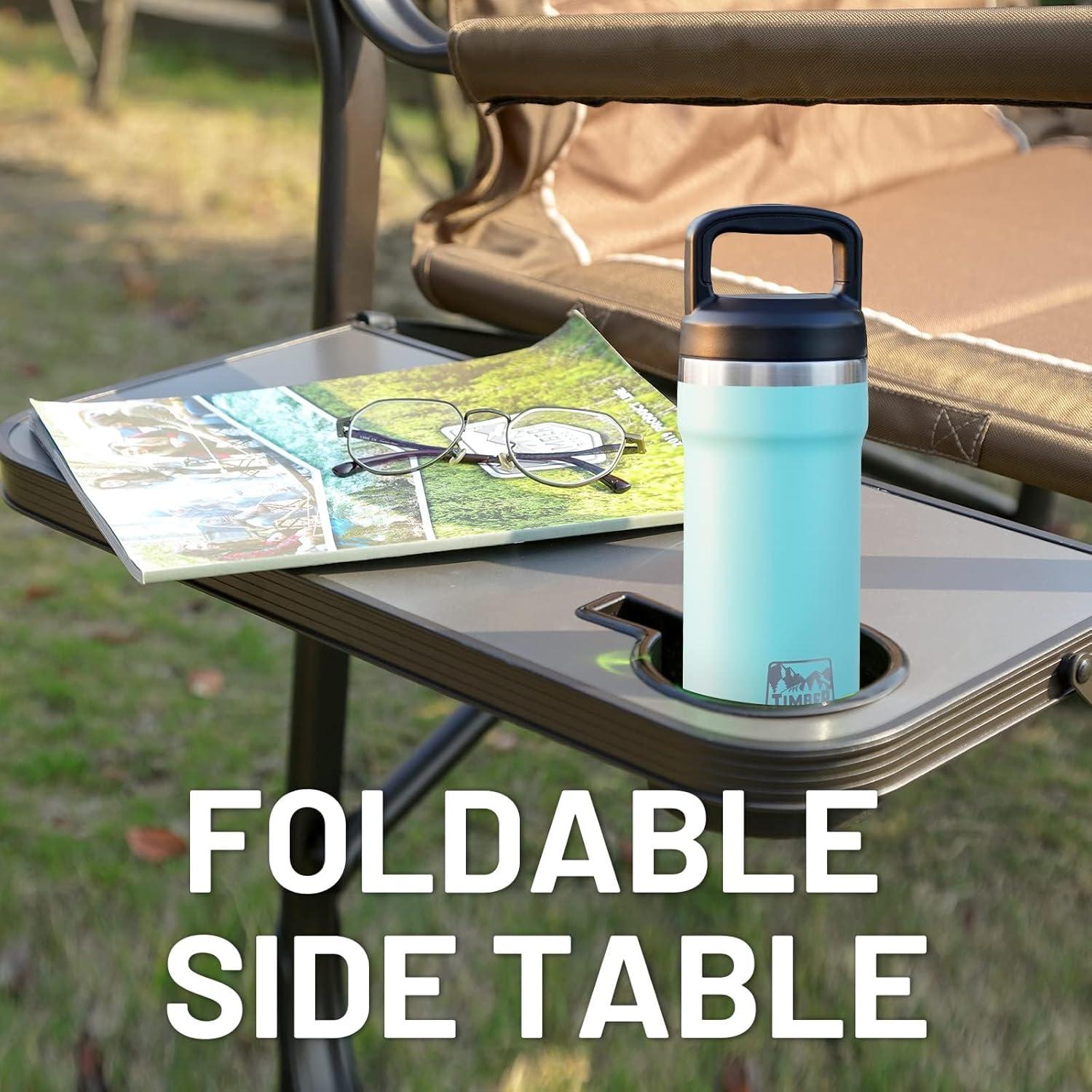 image:imageTimber Ridge XXL Upgraded Oversized Directors Chairs with Foldable Side Table Detachable Side Pocket Heavy Duty Folding Camping Chair up to 600 Lbs Weight Capacity Blue Ideal GiftBrown2 Pack