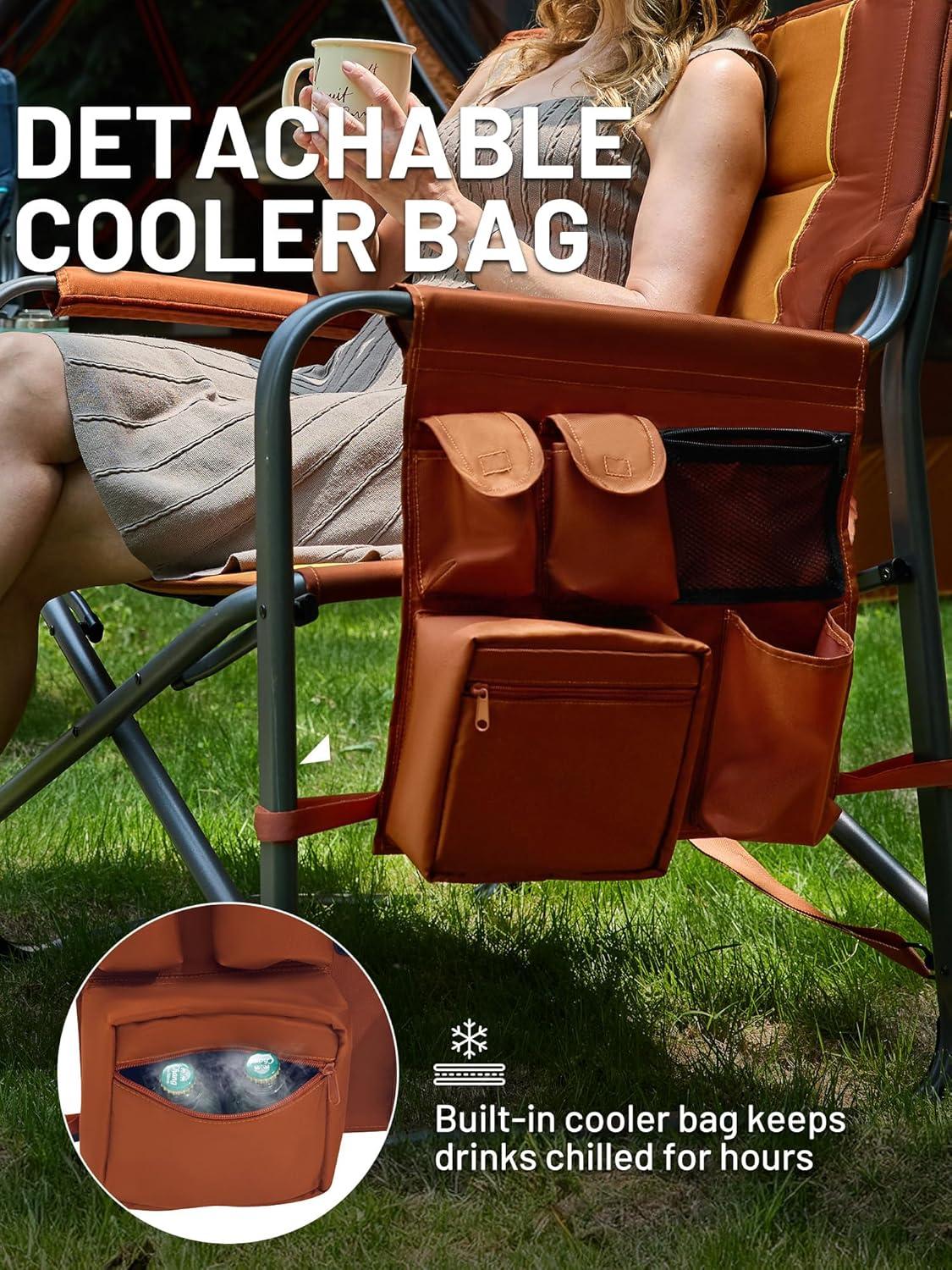 image:imageTimber Ridge XXL Upgraded Oversized Directors Chairs with Foldable Side Table Detachable Side Pocket Heavy Duty Folding Camping Chair up to 600 Lbs Weight Capacity Blue Ideal GiftOrange