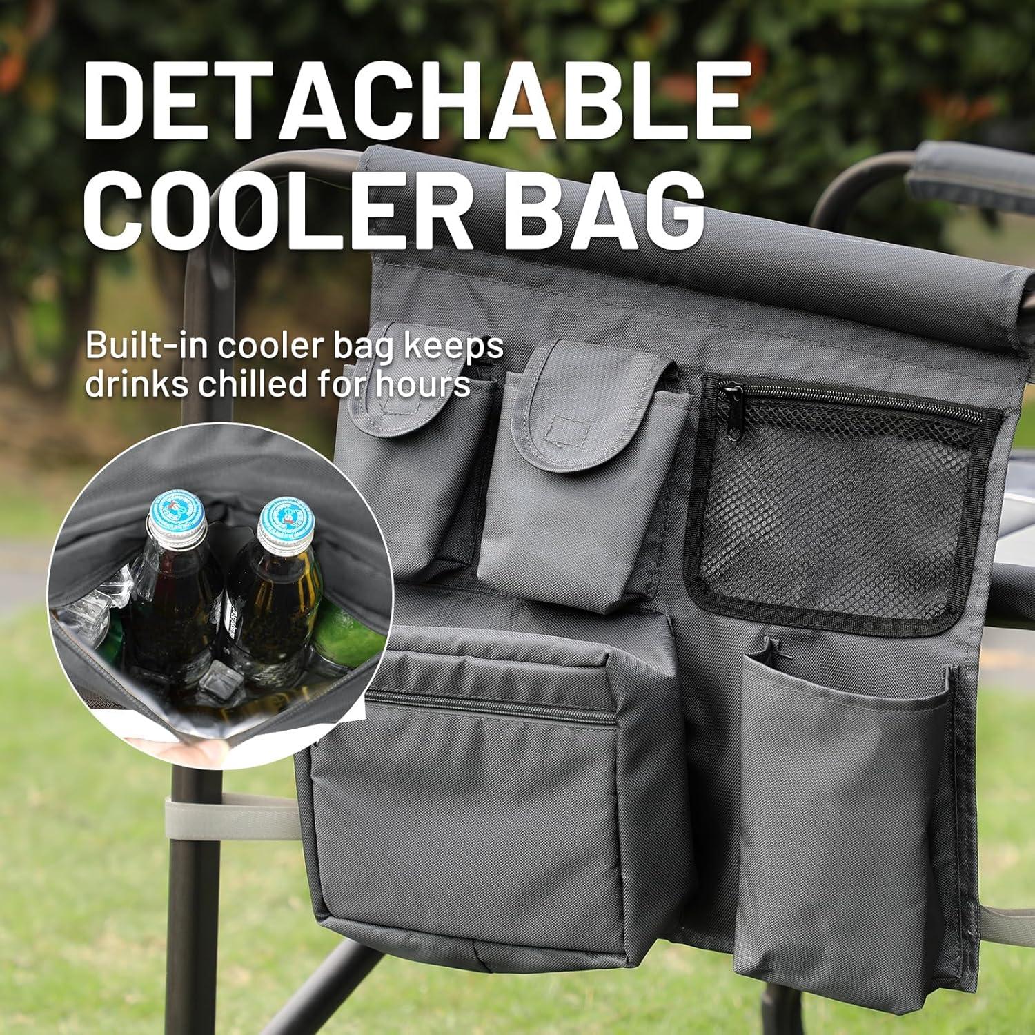 image:imageTimber Ridge XXL Upgraded Oversized Directors Chairs with Foldable Side Table Detachable Side Pocket Heavy Duty Folding Camping Chair up to 600 Lbs Weight Capacity Blue Ideal GiftDark Grey2 Pack