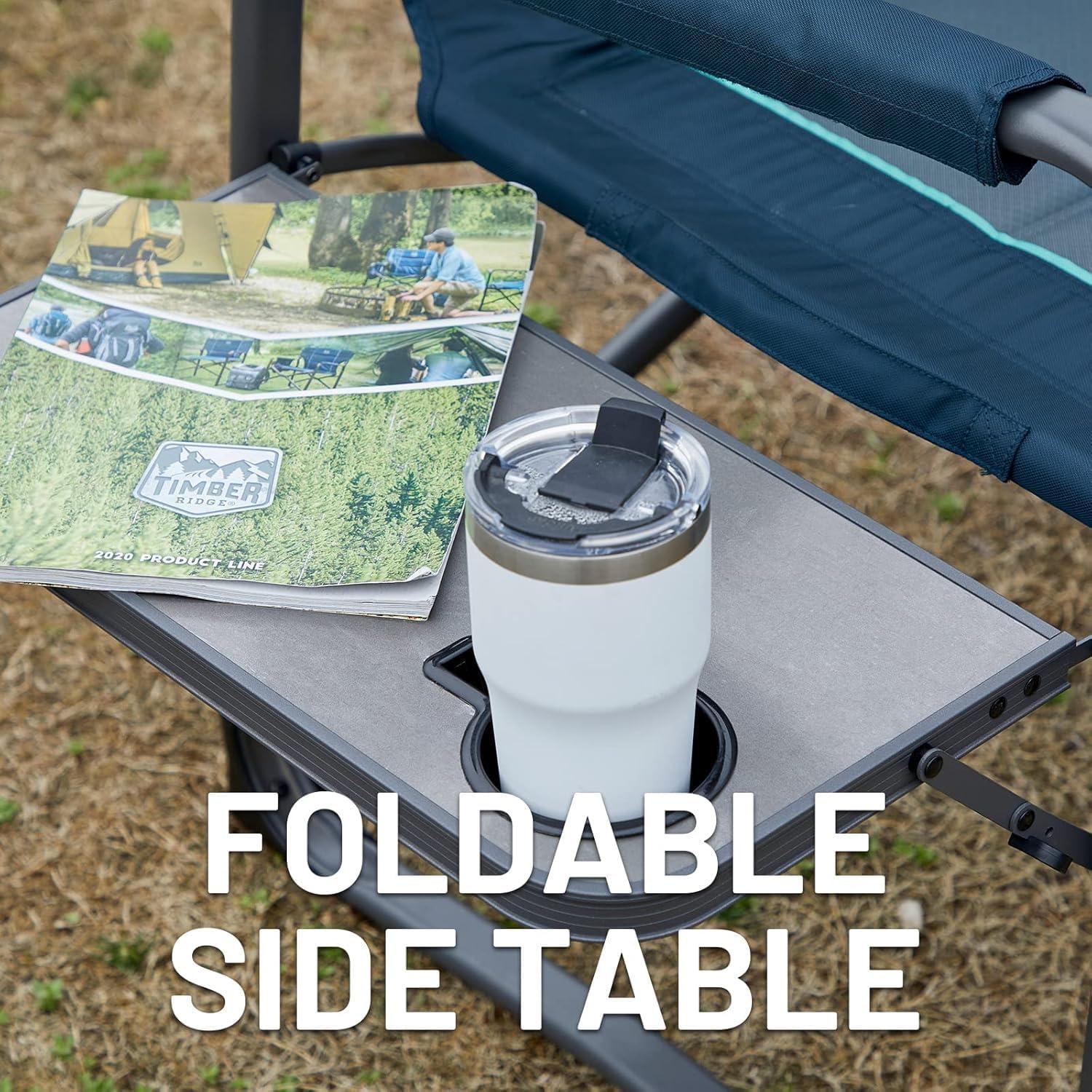 image:imageTimber Ridge XXL Upgraded Oversized Directors Chairs with Foldable Side Table Detachable Side Pocket Heavy Duty Folding Camping Chair up to 600 Lbs Weight Capacity Blue Ideal GiftBlue2 Pack