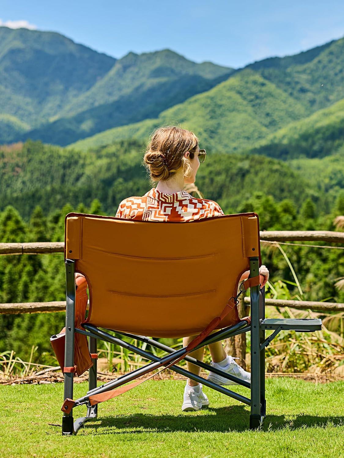 image:imageTimber Ridge XXL Upgraded Oversized Directors Chairs with Foldable Side Table Detachable Side Pocket Heavy Duty Folding Camping Chair up to 600 Lbs Weight Capacity Blue Ideal GiftOrange