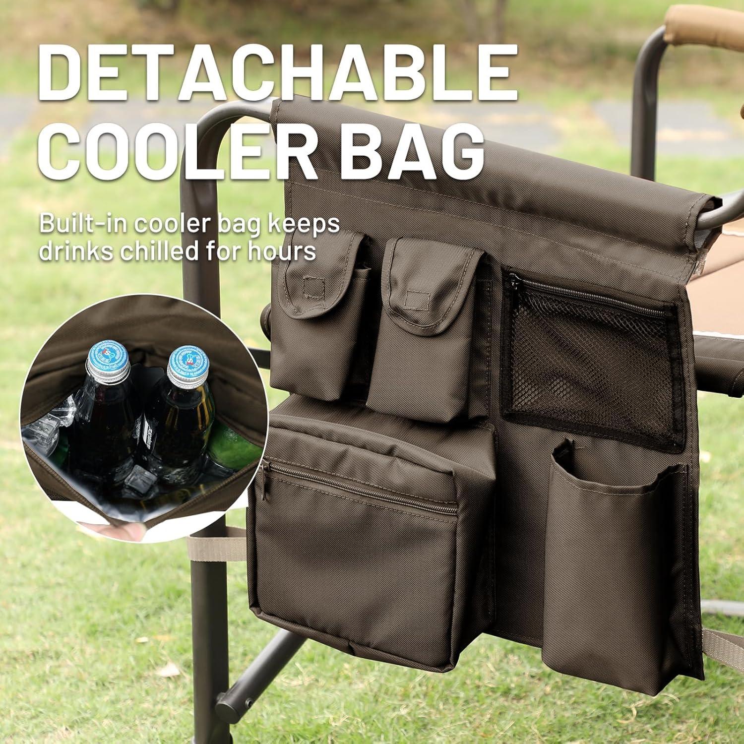 image:imageTimber Ridge XXL Upgraded Oversized Directors Chairs with Foldable Side Table Detachable Side Pocket Heavy Duty Folding Camping Chair up to 600 Lbs Weight Capacity Blue Ideal GiftBrown2 Pack